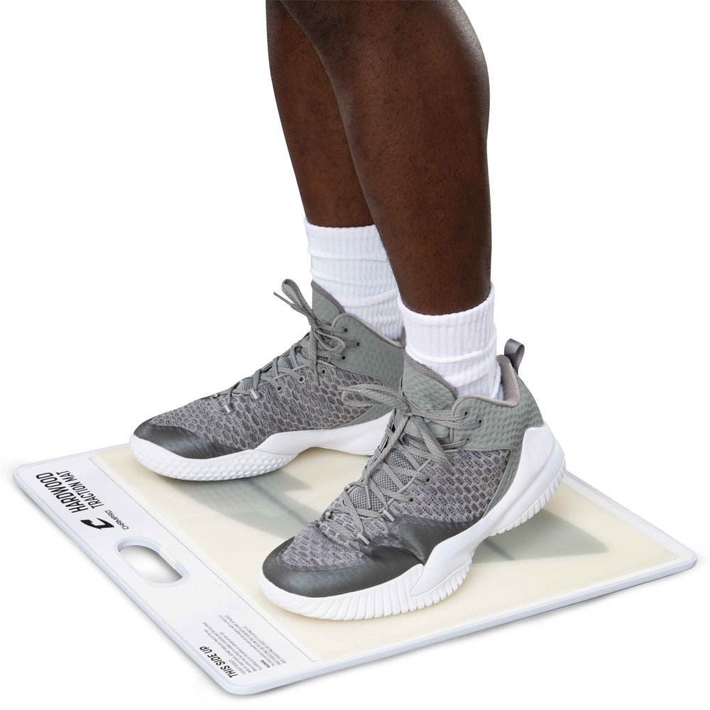 CHAMPRO Hardwood Floor Shoe Traction Mat for Basketball Court and Gym Floors, White