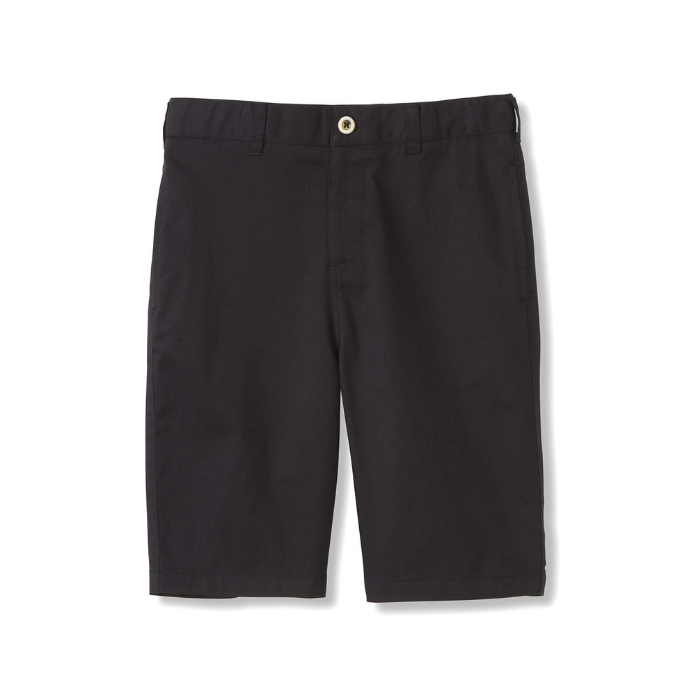 French Toast boys Flat Front Stretch Twill Shorts with Adjustable Waist in Standard and Extended Kids Sizes Black, 20 Husky