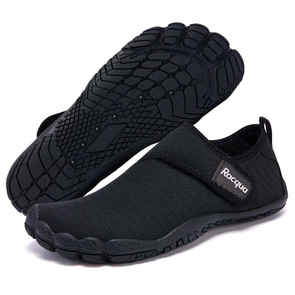 Racqua Mens Womens Water Shoes Quick Dry Barefoot Lightweight Shoes Fishing Swim Pool Beach Aqua Shoes Surfing Diving Hiking Sport Shoes Black 12 Women/11 Men