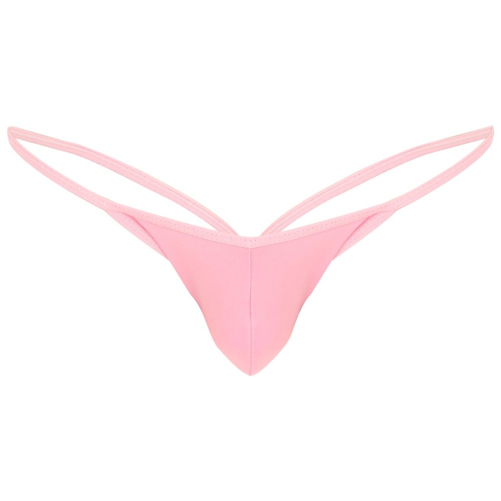 Fldy Men's Stretch G-String Thongs Micro Pouch Bugle Enhancing Pants Tanga Knickers Underwear Pink Medium