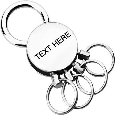 Dinikally Personalized Engraved Name Keychain Custom Key Holder with 4 Rings for Man