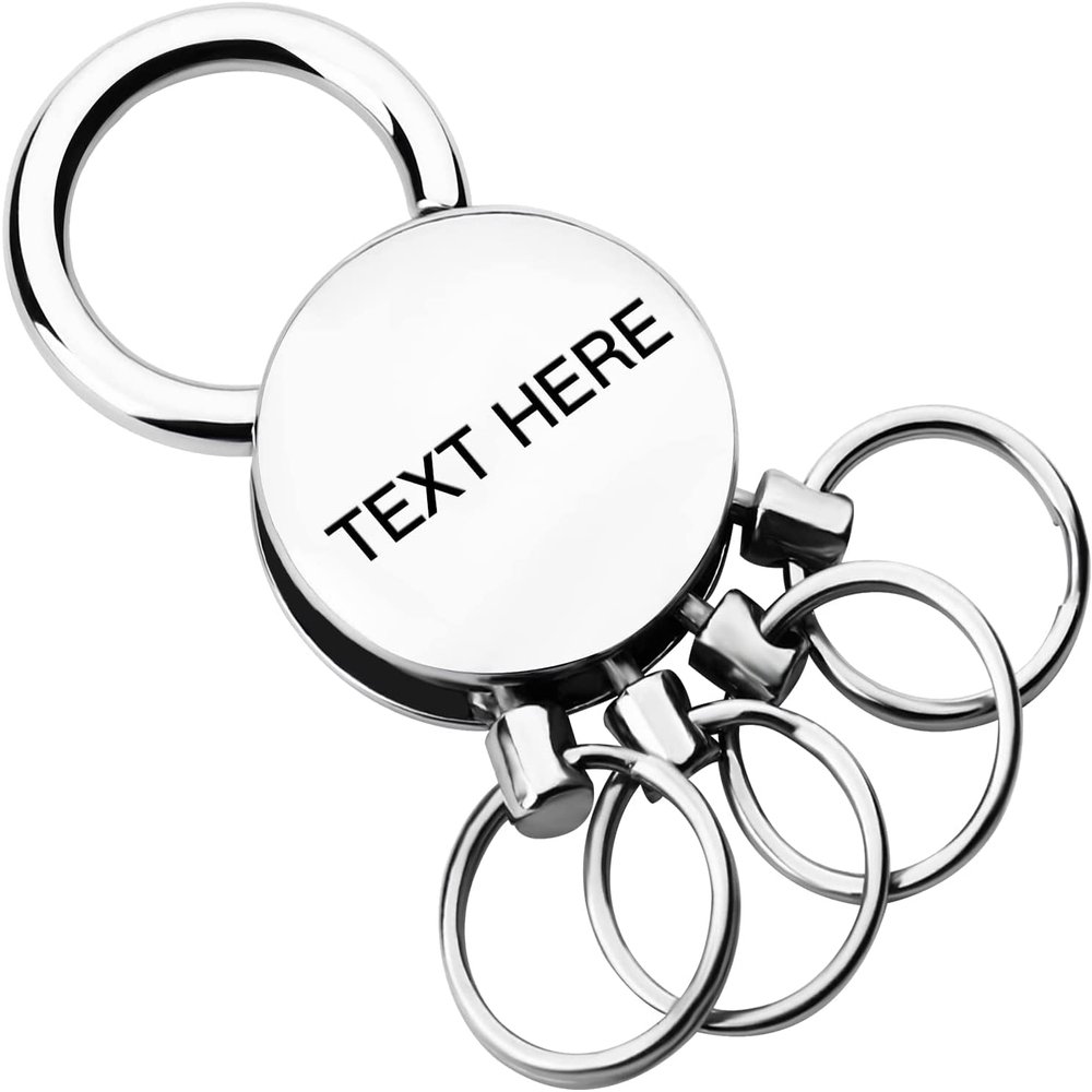 Dinikally Personalized Engraved Name Keychain Custom Key Holder with 4 Rings for Man