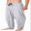 CLANMILUMS Mens Cotton Linen Loose Casual Lightweight Elastic Waist Summer Beach Pants (Large, Grey) view 1