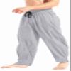 CLANMILUMS Mens Cotton Linen Loose Casual Lightweight Elastic Waist Summer Beach Pants (Large, Grey) view 3