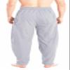 CLANMILUMS Mens Cotton Linen Loose Casual Lightweight Elastic Waist Summer Beach Pants (Large, Grey) view 4