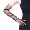Acenail White Gloves Long Tulle Wedding Gloves Elbow Length 20s Glove Opera Party Sheer Glove (Black)