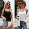 Air Curvey 4 Pack Camisole Tops for Women Basic Undershirt Tanks Adjustable Spaghetti Straps Camis Seamless Soft Layering Top Black Black White White M view 2