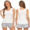 Air Curvey 4 Pack Tank Top for Women Basic Undershirt Tanks Sleeveless Casual Shirts Soft Seamless Layering Tops Black Black White White XXL view 3