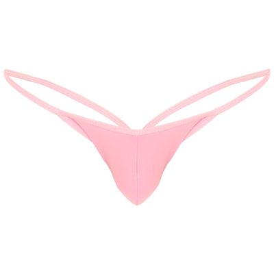 Fldy Men's Stretch G-String Thongs Micro Pouch Bugle Enhancing Pants Tanga Knickers Underwear Pink X-Large