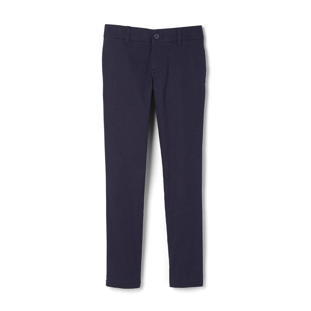 French Toast Girls Adjustable Waist Stretch Twill Skinny Pant (Standard & Plus), Navy, 10