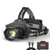 Bud K LED Headlamp USB Rechargeable, Head Lamp XHP70 Super Bright 90000 High Lumen with 5 Modes, Batteries Included, Zoomable, Waterproof Headlight for Camping Hunting Running Fishing Biking (Black) view 1