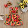 Toddler Kids Baby Girls African Style Vest Tops Dashiki Skirts Headband Ankara Outfits 3PCS Summer Clothes Set (Orange, 6-12 Months) view 2