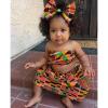Toddler Kids Baby Girls African Style Vest Tops Dashiki Skirts Headband Ankara Outfits 3PCS Summer Clothes Set (Orange, 6-12 Months) view 4