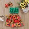 Toddler Kids Baby Girls African Style Vest Tops Dashiki Skirts Headband Ankara Outfits 3PCS Summer Clothes Set (Green, 12-18 Months) view 2