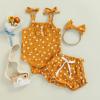 Newborn Infant Baby Girl Clothes Sleeveless Summer Suit Strap Top Elastic Drawstring Short Cute Baby Outfits (Yellow Daisy, 6-12 Months) view 2
