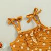 Newborn Infant Baby Girl Clothes Sleeveless Summer Suit Strap Top Elastic Drawstring Short Cute Baby Outfits (Yellow Daisy, 6-12 Months) view 3