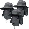3 Pack Mens Outdoor Wide Brim Fishing Hat,UPF 50+ Sun Protection Cap with Face Neck Flap for Hiking & Garden (3 Pack-Dark Grey) view 1