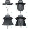 3 Pack Mens Outdoor Wide Brim Fishing Hat,UPF 50+ Sun Protection Cap with Face Neck Flap for Hiking & Garden (3 Pack-Dark Grey) view 4