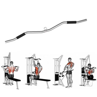 MNNM LAT Pull Down Bar, V-Shape Press Down Bar, Pulley Cable Machine Attachments, with Non-Slip Handle, Stainless Steel, Silver (Size : 120cm)