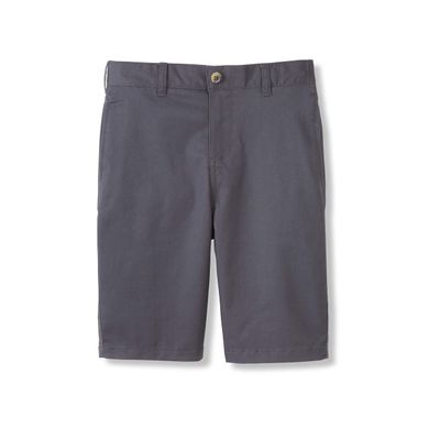 French Toast Boys' Adjustable Waist Flat Front Chino Bermuda Shorts with Stretch (Standard & Husky), Grey, 20