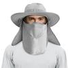 3 Pack Mens Outdoor Wide Brim Fishing Hat,UPF 50+ Sun Protection Cap with Face Neck Flap for Hiking & Garden (3 Pack-Light Grey) view 2