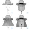 3 Pack Mens Outdoor Wide Brim Fishing Hat,UPF 50+ Sun Protection Cap with Face Neck Flap for Hiking & Garden (3 Pack-Light Grey) view 4