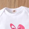 Toddler Baby Boy Girl Easter Outfit My 1st Easter Cute Bunny Romper Bodysuit Tops Long Pants Hat 3Pc Summer Clothes (Pink, 0-6 Months) view 3