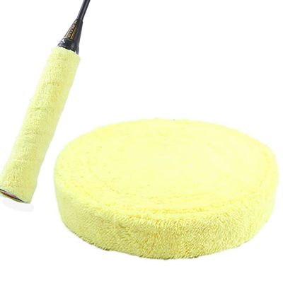 5M Tennis Racket Grips Badminton Racquet Grip Tape Absorbent Towel Racket Overgrip Anti-Skid Towel Grip Wraps Big Reel Towel Tape Roll for Pickleball Racket Bike Handle Fishing Rod (Yellow Roll)