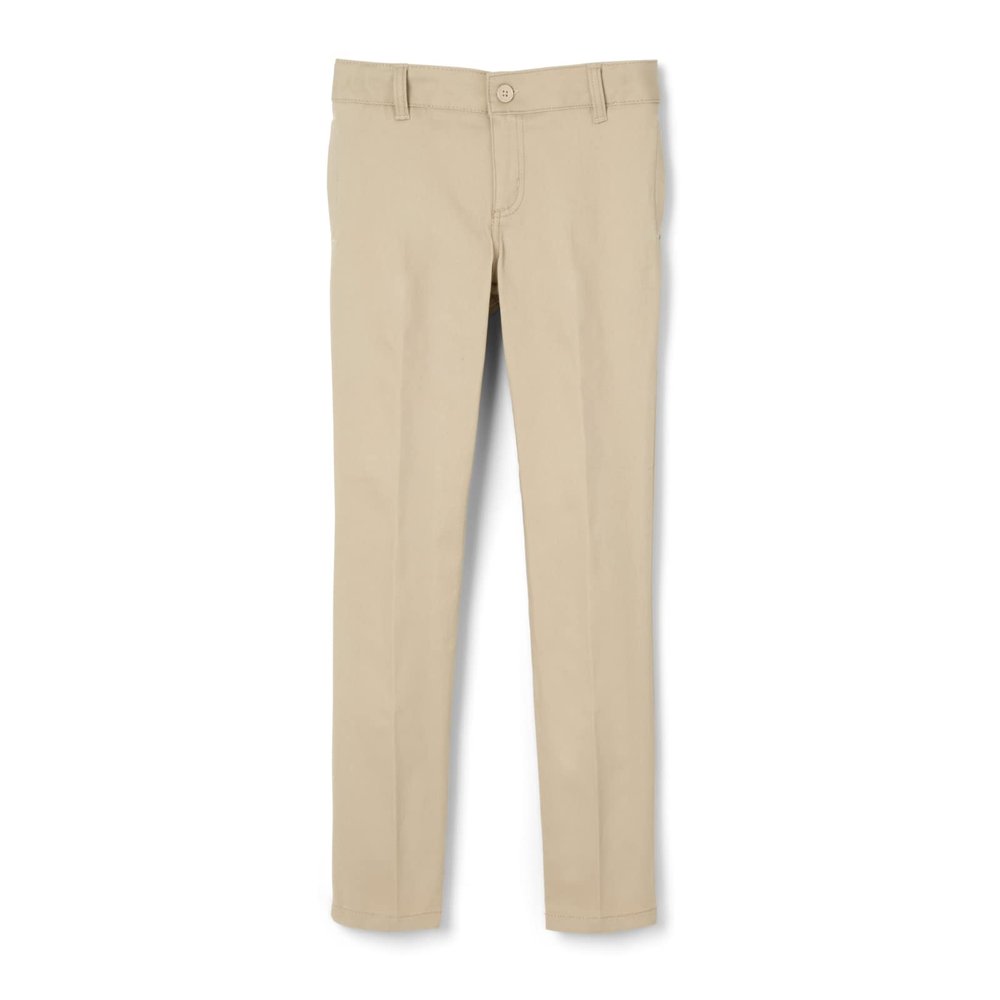 French Toast Girls Adjustable Waist Stretch Twill Skinny Pant (Standard & Plus), Khaki, 10