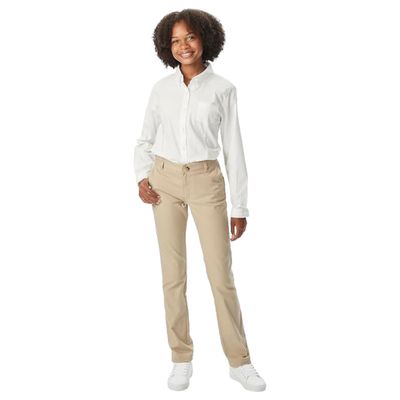 French Toast Women's Teen and Young Women's Straight Fit Stretch Twill Pant, Khaki, 8