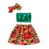 Toddler Kids Baby Girls African Style Vest Tops Dashiki Skirts Headband Ankara Outfits 3PCS Summer Clothes Set (Green, 6-12 Months) view 1