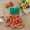 Toddler Kids Baby Girls African Style Vest Tops Dashiki Skirts Headband Ankara Outfits 3PCS Summer Clothes Set (Green, 6-12 Months) view 3