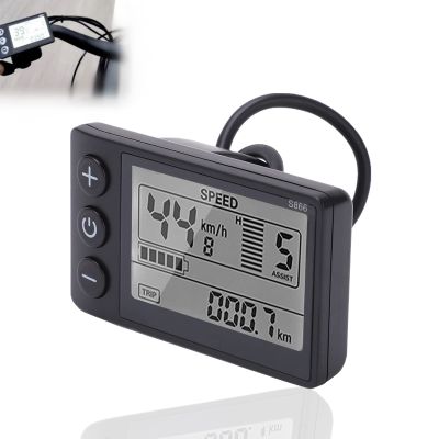 S866 Electric Bicycle LCD Display Meter, 24V 36V 48V E-Bike Display Meter Control Panel with Waterproof Plug UART Communication Protocol