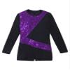 FEESHOW Girls Kids One-Piece Sequins Long Sleeve Gymnastics Leotards Short Jumpsuit for Dance Unitards Biketards Purple 14 Years view 3