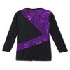 FEESHOW Girls Kids One-Piece Sequins Long Sleeve Gymnastics Leotards Short Jumpsuit for Dance Unitards Biketards Purple 14 Years view 4