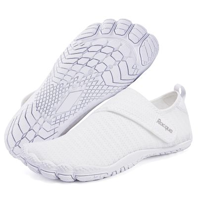 Racqua Mens Womens Water Shoes Barefoot Quick Dry Beach Lightweight Shoes Aqua Swim Pool Surfing Shoes Diving Hiking Sport Shoes White 7.5 Women/6.5 Men
