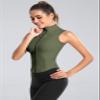 Women Slim Fit Workout Shirts Sleeveless Running Yoga Fitness Tank Tops Lightweight Full Zipper Track Vest Sweatshirt Dry Fit Nylon T-Shirts for Sport Pilate Dancing Training Green view 2