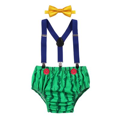 Baby Boy Melon 1st Birthday Outfit Smash Cake Diaper Cover Shorts Watermelon Outfits Suspenders One in a Melon Toddler First Birthday Melons Themed Party Supply Summer Clothes Set Green 1 Year