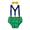 Baby Boy Melon 1st Birthday Outfit Smash Cake Diaper Cover Shorts Watermelon Outfits Suspenders One in a Melon Toddler First Birthday Melons Themed Party Supply Summer Clothes Set Green 1 Year view 1