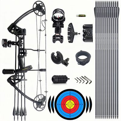 Lanneret Compound Bow and Archery Sets - Right Hand Archery Compound Bows 0-70 lbs Draw Weight Adjustable for Adults and BeginnersHunting Bow Kit for BeginnerBlack Basic