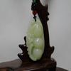 2.3" China Certified Nature Hetian Nephrite Jade Lucky Kidney Bean and Blessing Buddha Necklace Pendant 2379 view 3