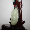 2.3" China Certified Nature Hetian Nephrite Jade Lucky Kidney Bean and Blessing Buddha Necklace Pendant 2379 view 4
