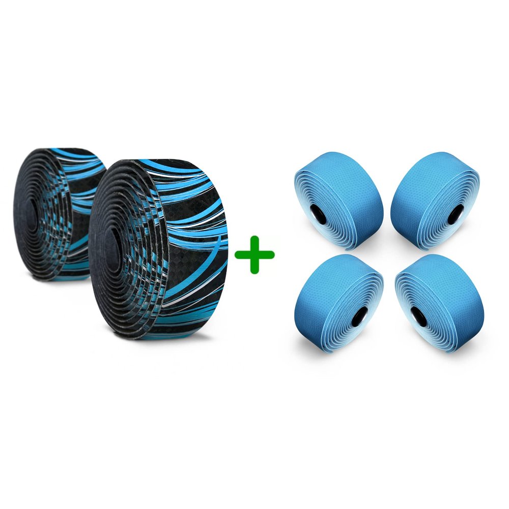 ALIEN PROS (Set of 6 Blue Waves & Blue Mix Bike Handlebar Tape - Wrap Your Bike for an Awesome Comfortable Ride