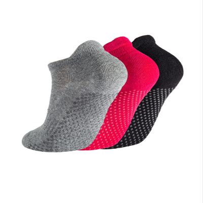 Breslatte Grip Socks Pilates Socks with Grips for Women Non Slip Grippers No Slip Womens 3pairs blackredgrey