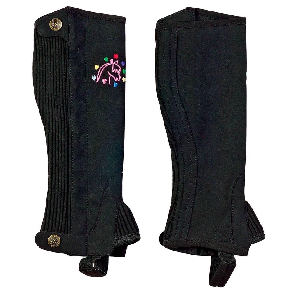 Ovation Kids Horse N Heart Half Chaps 6/8 Reg Blac