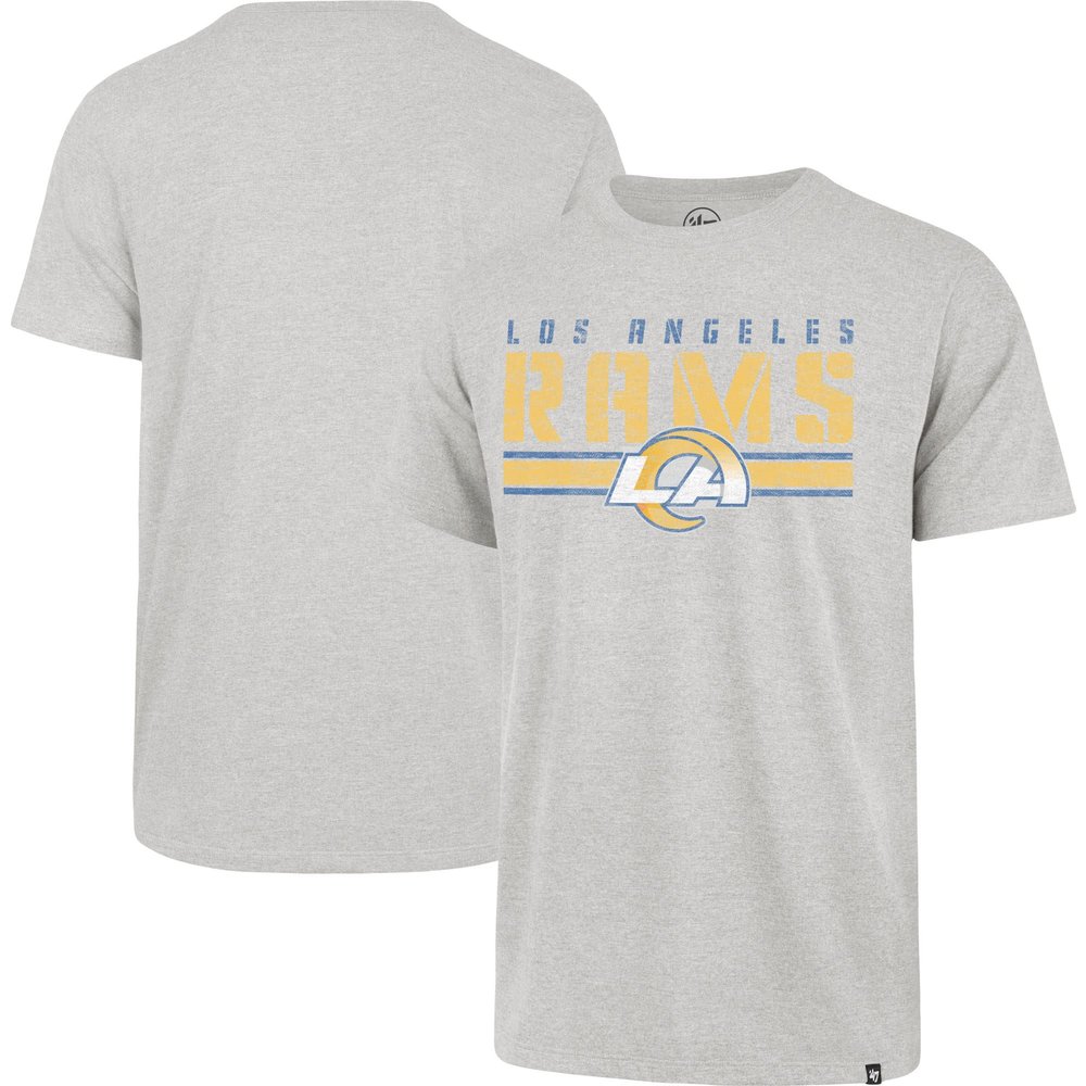 47 Men's Heathered Gray Los Angeles Rams Stripe Thru Franklin T-Shirt