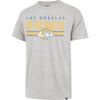 47 Men's Heathered Gray Los Angeles Rams Stripe Thru Franklin T-Shirt view 2