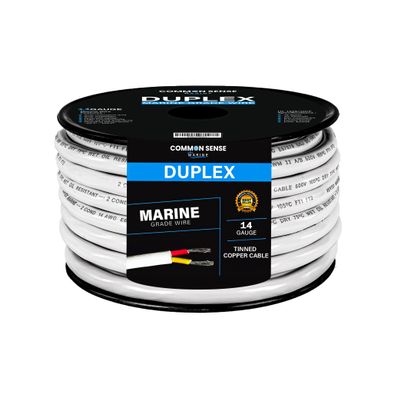 14 Gauge 2 Conductor Marine Wire - 20 ft Duplex Round Marine Grade Wire Tinned Copper Oxygen-Free Insulated - 12/2 AWG UL 1426 Standard PVC Wire for Boat, Automotive, Speakers, Camper & Trailers
