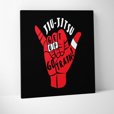 Damdekoli Get Up Go Train Poster - Wall Art Brazilian Jiu Jitsu BJJ - Motivational - Martial Arts - Jujitsu (11 x 14 Inches - Canvas)