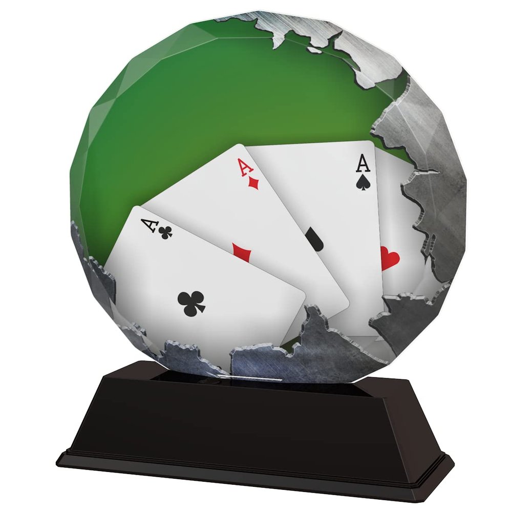 Cards Trophy Full Color Printed 5/16" Thick Acrylic Stunning Award 3 Sizes 5"-6 1/4"
